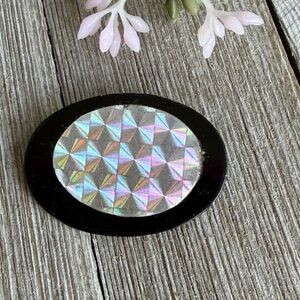 Iridescent Geometric Brooch 80s holographic retro